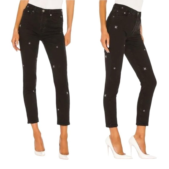 Pistola - High Rise Mom Slim Leg Black Star Nico Sz 24 - Picture 1 of 9